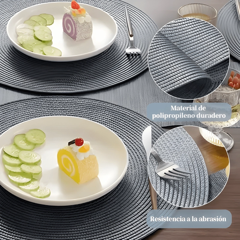 SET DE 12 INDIVIDUALES REDONDOS TRENZADOS6X34CM Y 6X10CM - 1