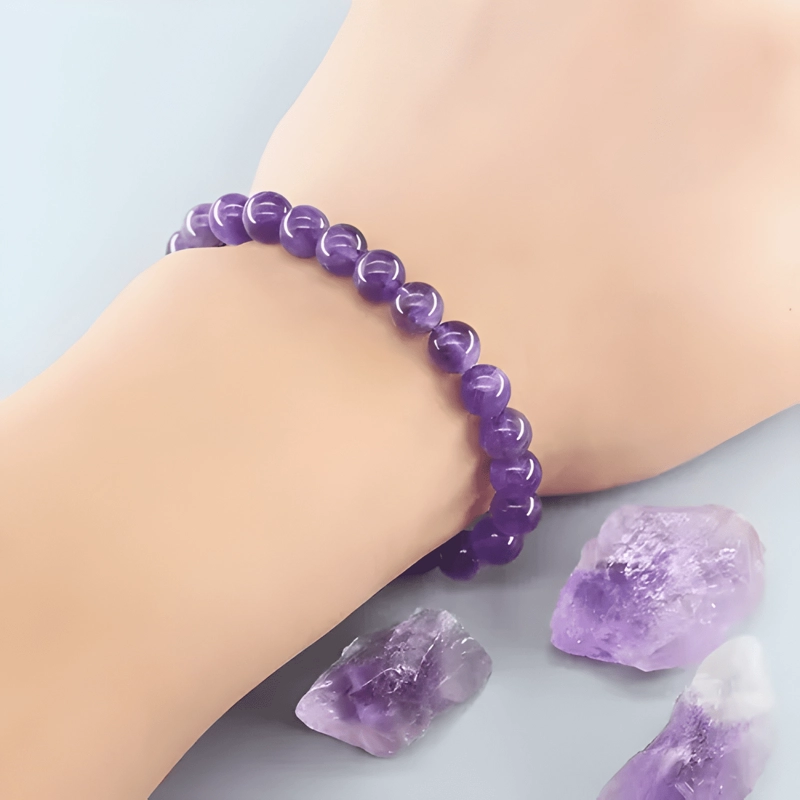 PULSERA PIEDRA AMATISTA NATURAL DE 8MM - 1