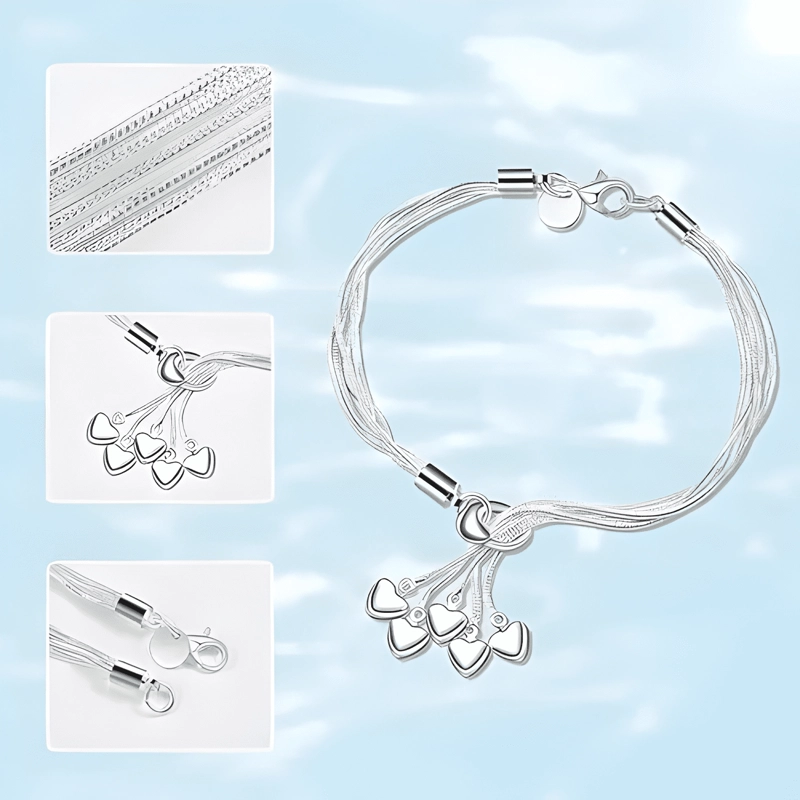 PULSERA BRAZALETE PLATA 925+REGALO ANIVERSARIO CORAZON - 1