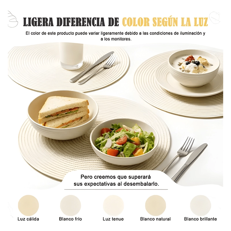 SET 6 INDIVIDUALES MANTELES REDONDOS TRENZADOS 38CM #2 - 3