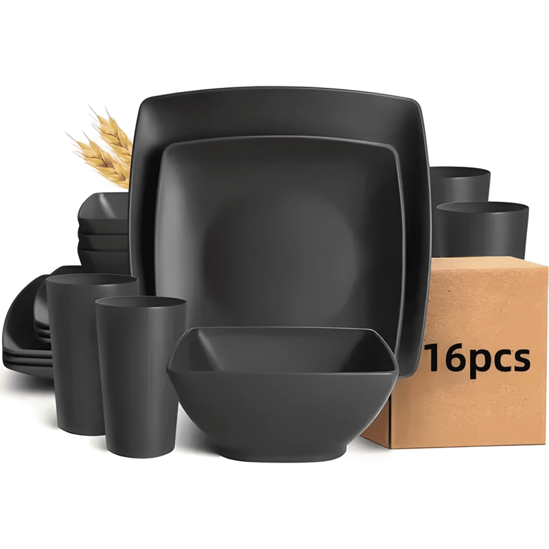 JUEGO VAJILLA COCINA 16PCS PLATOS BOWLS TAZAS DE PAJA TRIGO - 2