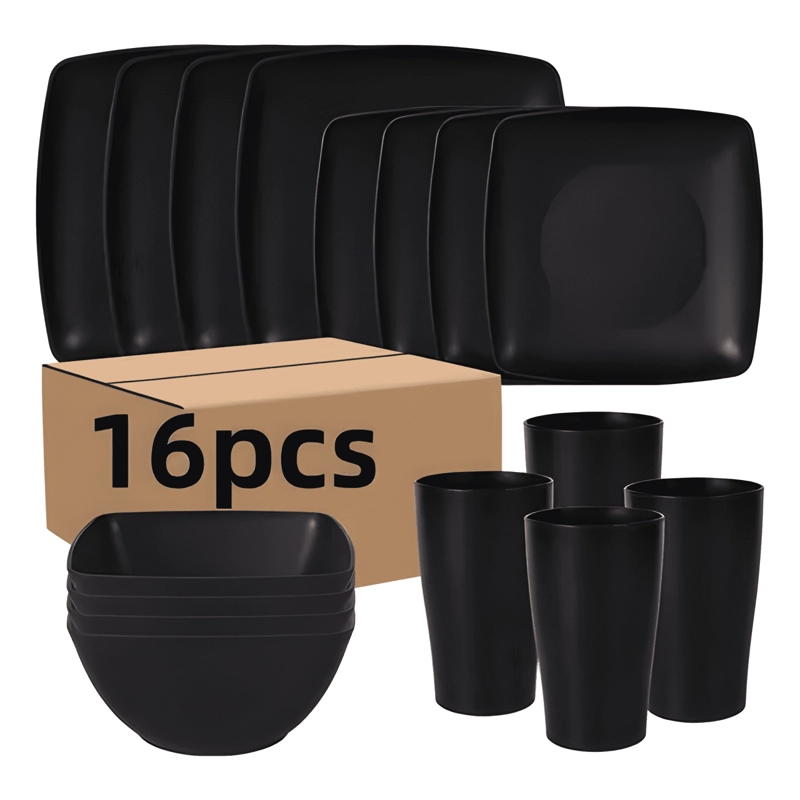 JUEGO VAJILLA COCINA 16PCS PLATOS BOWLS TAZAS DE PAJA TRIGO - 3