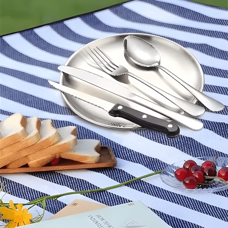 10PCS VAJILLA DE ACERO INOXIDABLE CAMPING PICNIC GRILL PLATO - 3