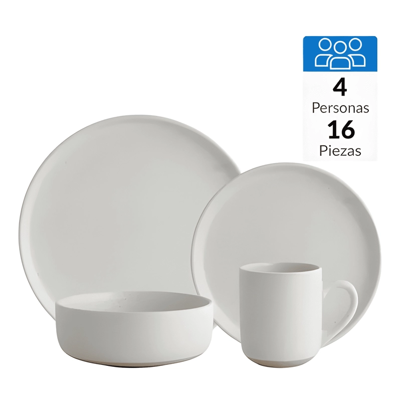 JUEGO LOZA CERAMICA 16 PIEZAS POLONIA COMPLETO BLANCO - 4