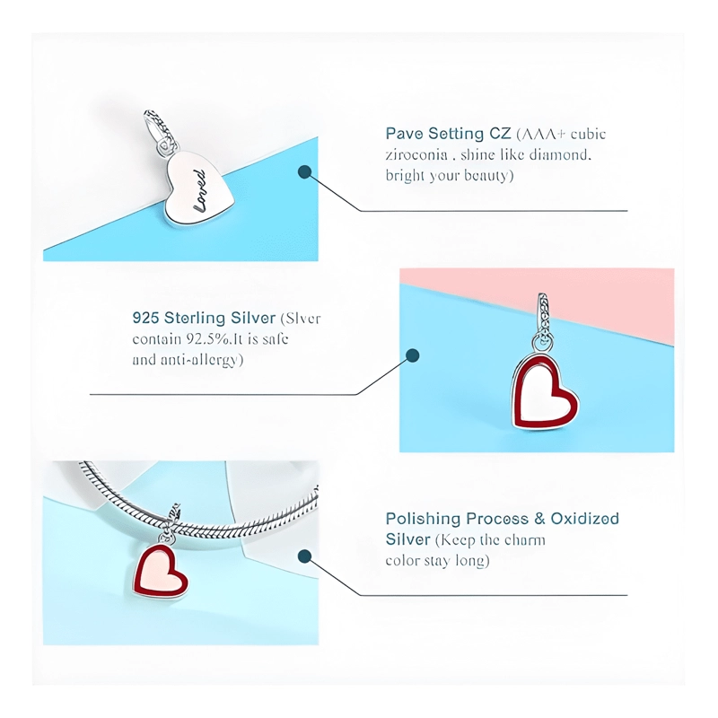 CHARM DIJE COLGANTE CORAZON LOVED PLATA 925 - 2