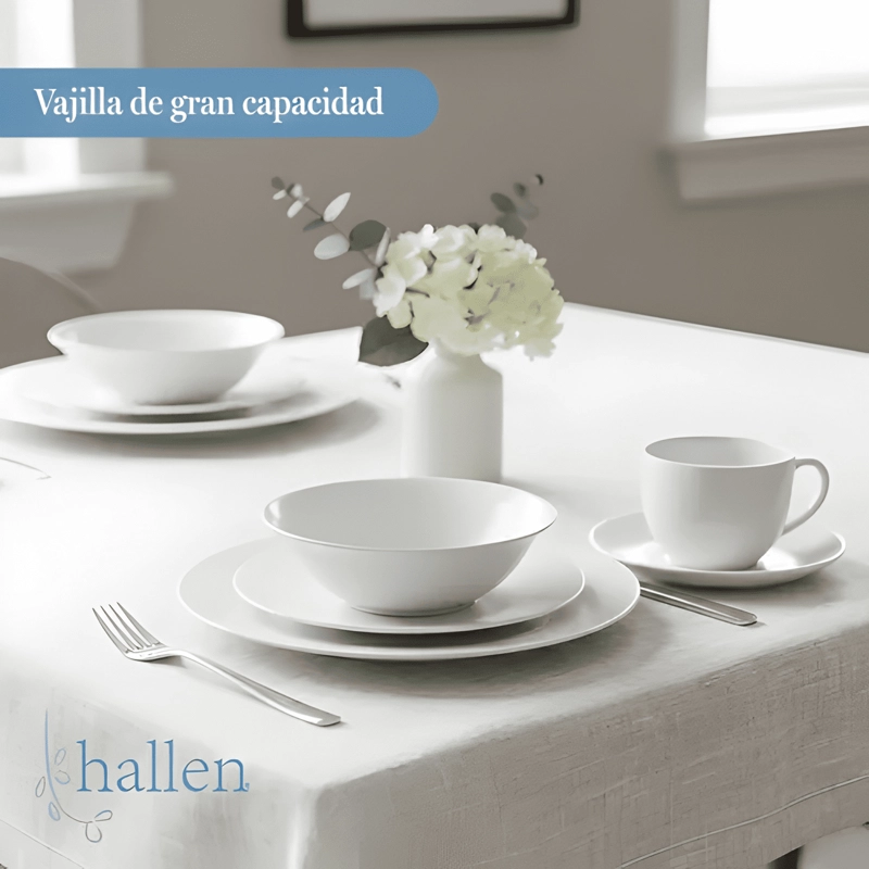 JUEGO SET DE VAJILLA 30PZAS PORCELANA SERENA BLANCA - 3