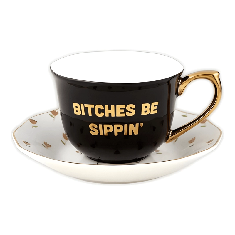 JUEGO DE TAZA Y PLATO CERAMICO PARA TE  150 ML CREATIVE BR... - 1