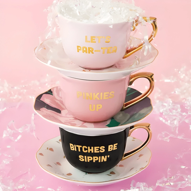 JUEGO DE TAZA Y PLATO CERAMICO PARA TE  150 ML CREATIVE BR... - 2