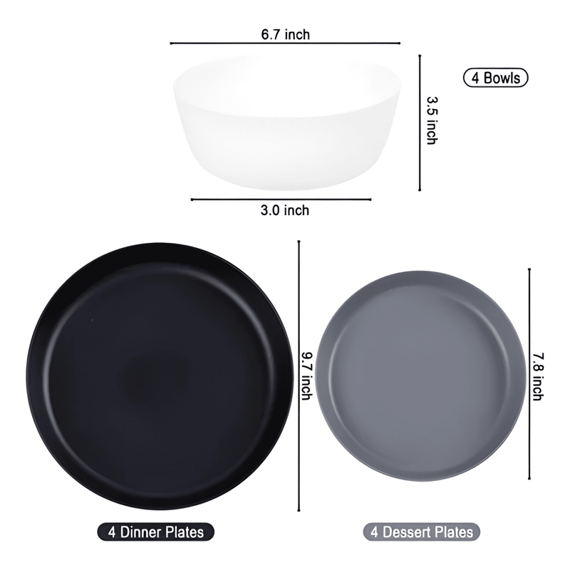 SET 12 PLATOS Y BOWLS REUTILIZABLES DE PAJA DE TRIGO EJON... - 1