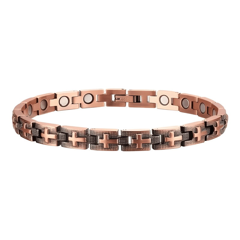PULSERA COBRE MAGNE TICA - BRAZALETE IMANES ARTRITIS - CRUZ - 2
