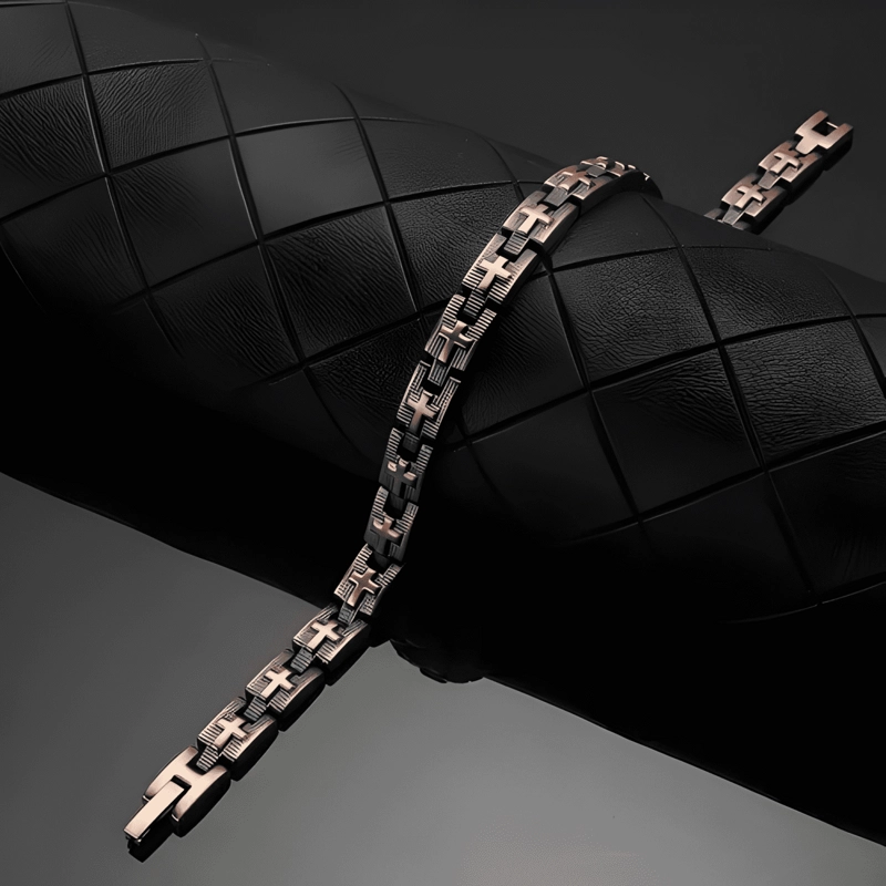 PULSERA COBRE MAGNE TICA - BRAZALETE IMANES ARTRITIS - CRUZ - 3