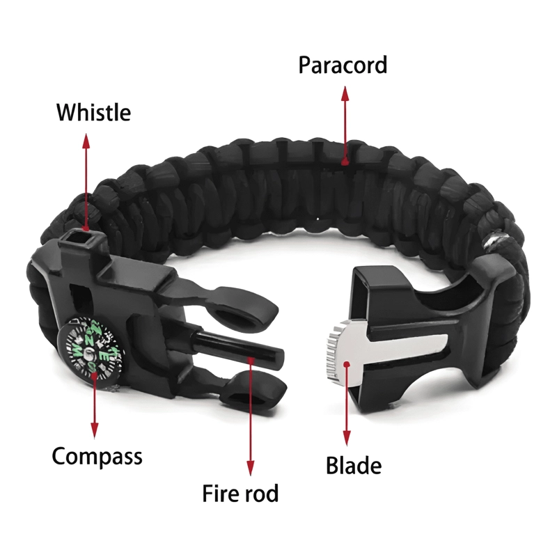 PAR DE PULSERAS TACTICA PARACORD DE SUPERVIVENCIA MULTIUSO - 1