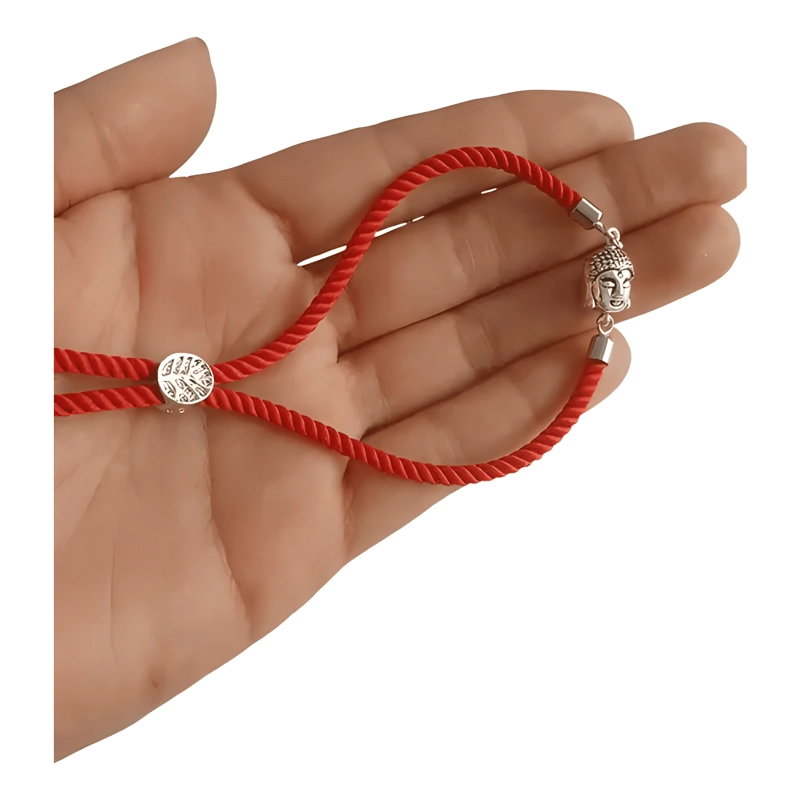 PULSERA AJUSTABLE AMULETO SUERTE ACERO INOXIDABLE ROJA - 3