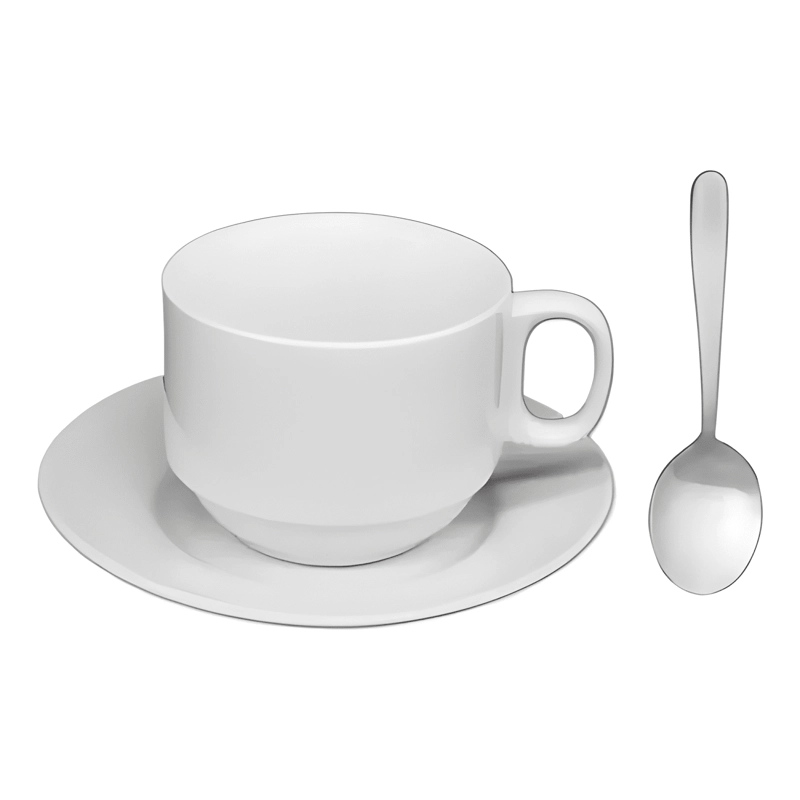 JUEGO DE 6 TAZAS DE TE  PORCELANA + 6 PLATILLOS +6 CUCHARA - 2