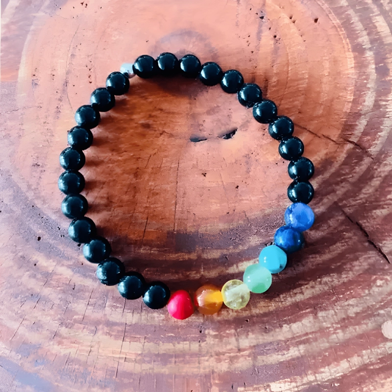 PULSERA ELASTICA 7 CHAKRAS CUARZO PIEDRAS ENERGIA PROTECCION - 2