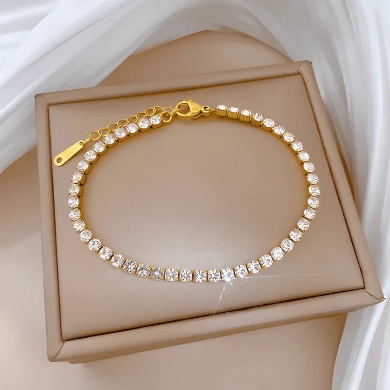 PULSERA DE TITANIO AJUSTABLE CRISTALES GALVANIZADO MUJER - 1