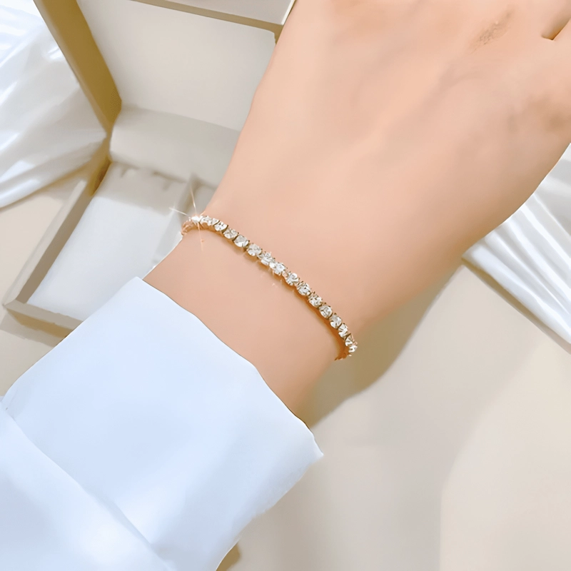 PULSERA DE TITANIO AJUSTABLE CRISTALES GALVANIZADO MUJER - 2