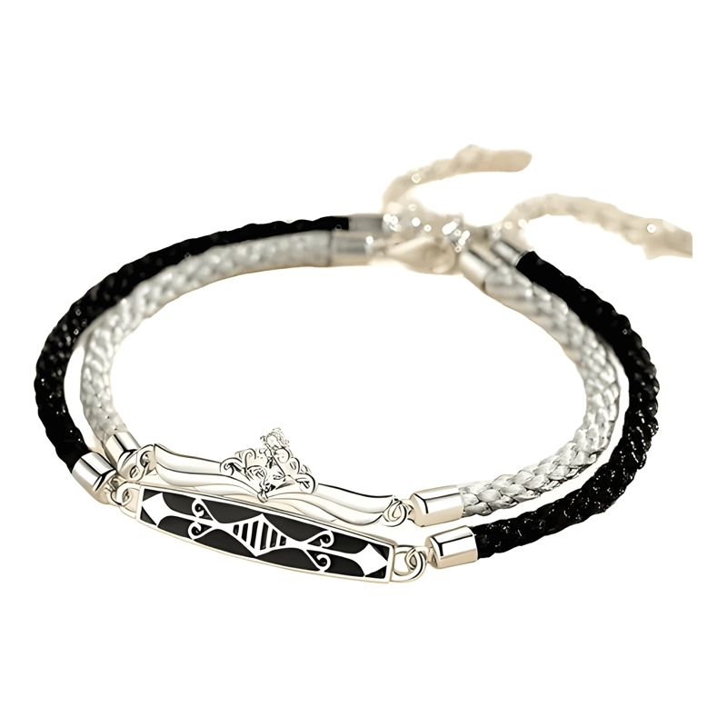 PULSERA DE PAREJA PRINCESA CABALLERO CIRCONITA PLATA 925 - 1