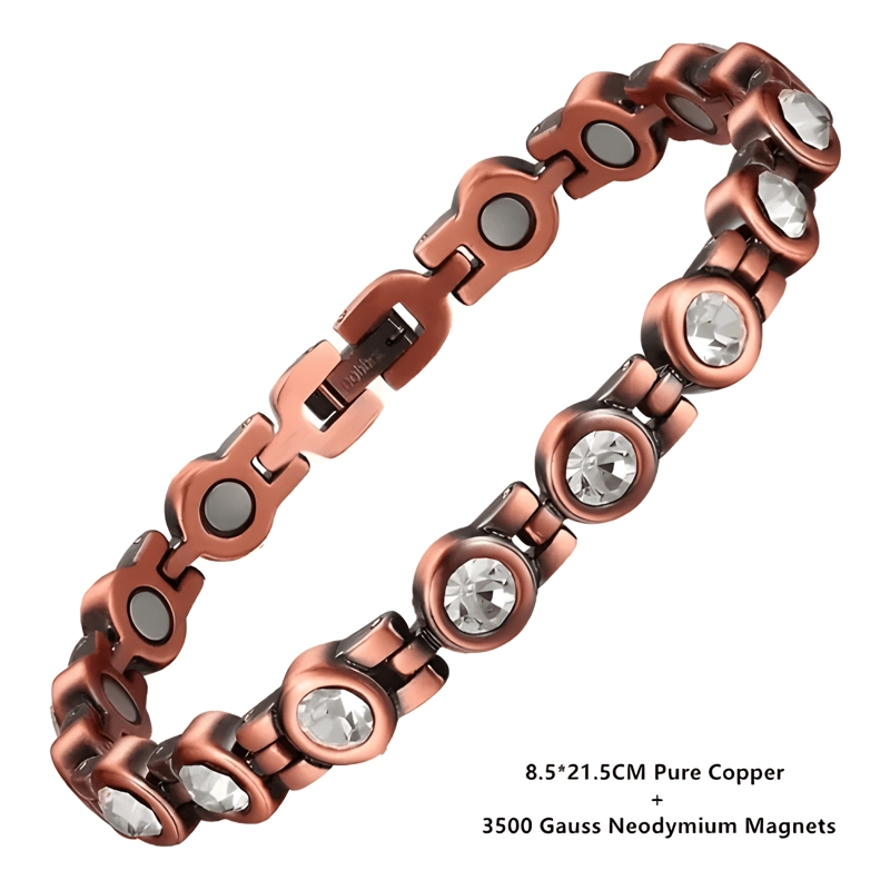 PULSERA BRAZALETE COBRE PIEDRAS IMANES ARTRITIS TERAPIA - 2