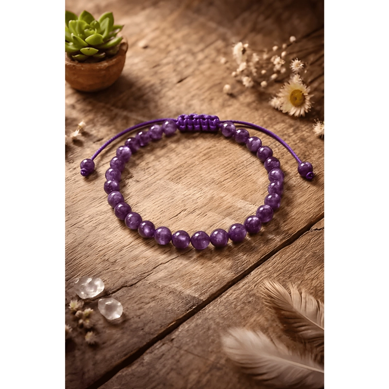 PULSERA PIEDRA AMATISTA NATURAL AJUSTABLE PROTECCION - 2