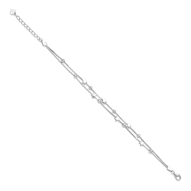 PULSERA ESTRELLAS Y ESFERAS DE PLATA 925 CON BOLSA Y PAÑO #3 - 2