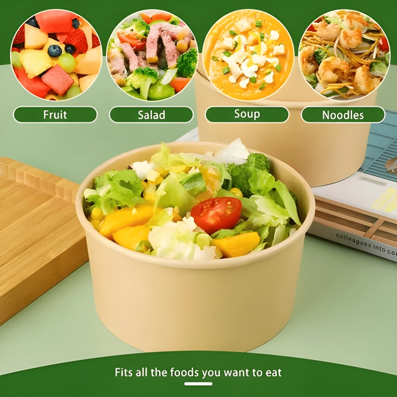 100 BOWLS PLASTICO BOWL KRAFT BOWL CON TAPA ENVASES 1000 CC - 3