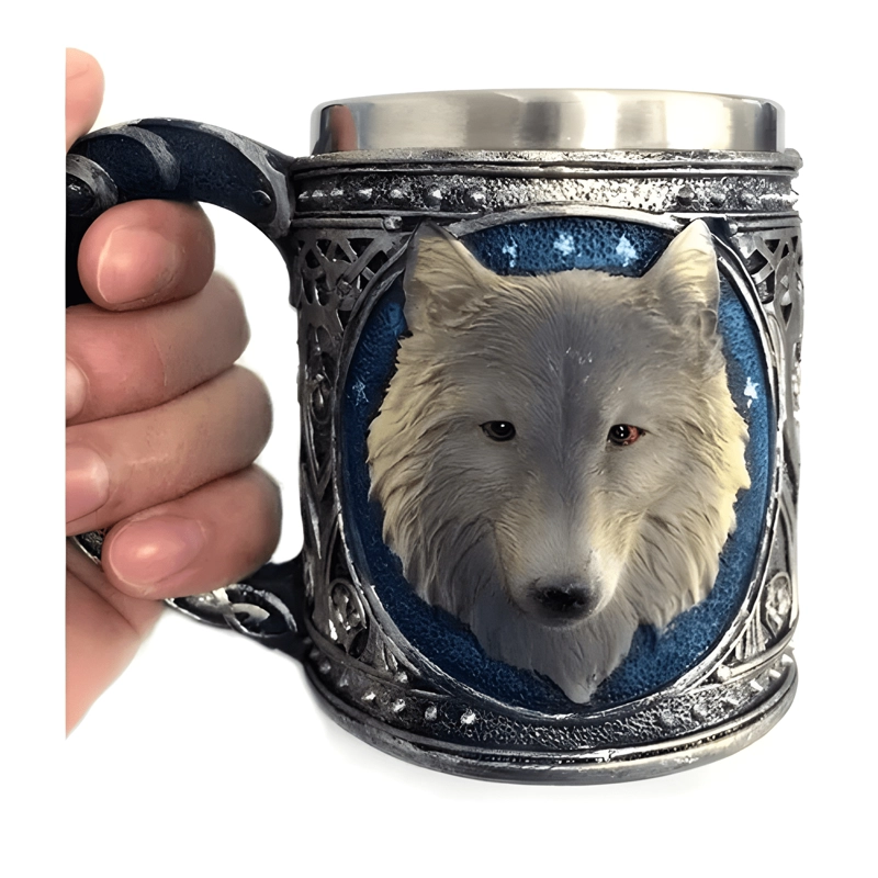 TAZA VIKINGA ACERO INOXIDABLE 460ML MODELO ZORRO MEDIEVAL 5 - 1