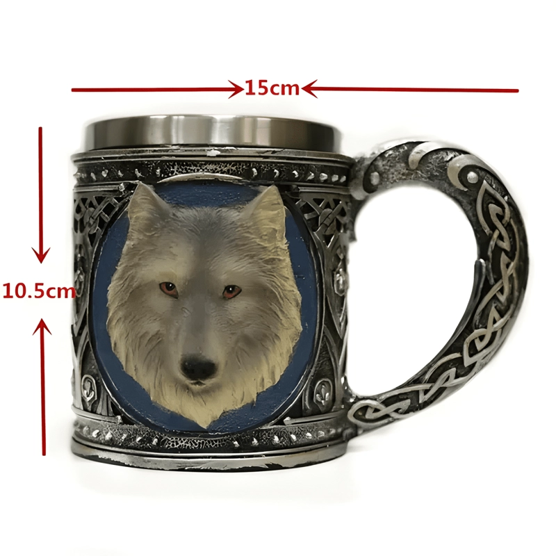 TAZA VIKINGA ACERO INOXIDABLE 460ML MODELO ZORRO MEDIEVAL 5 - 4