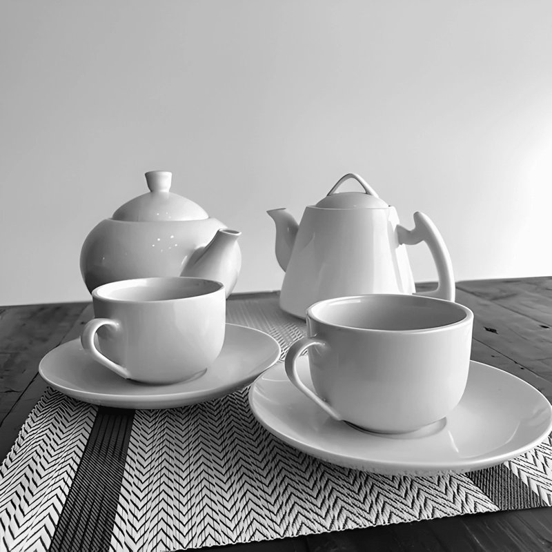 SET DE 6 TAZAS Y PLATO DE TE PORCELANA 220CC COUPE PADUA - 2