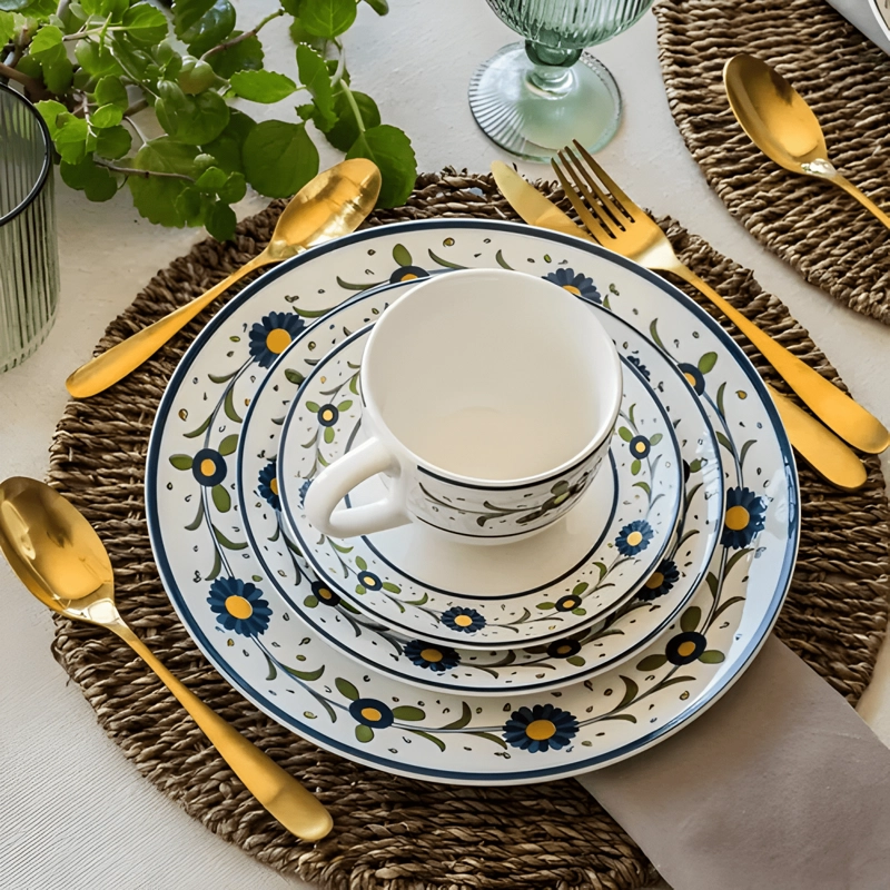 JUEGO DE VAJILLA 30 PIEZAS PORCELANA FIESOLE CON FLORES - 1