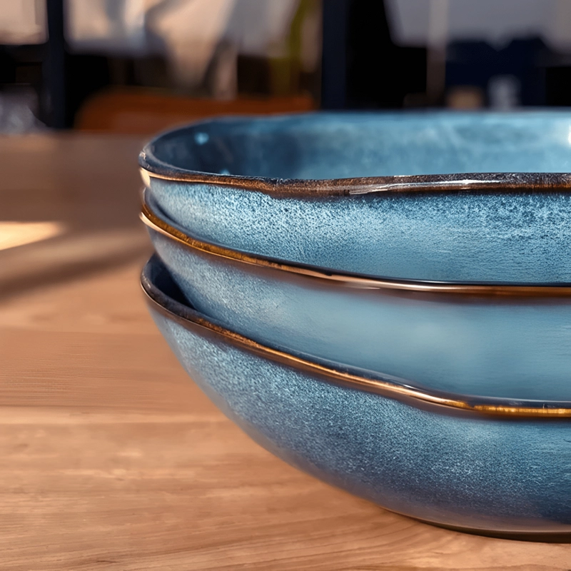 SET 6 BOWL REDONDO CERAMICA 18X5 CM LINEA EFES TIPO GRES - 1
