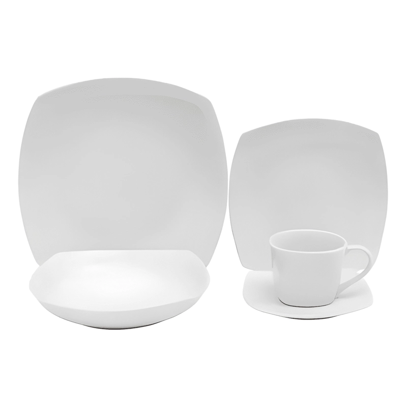 JUEGO LOZA 30 PIEZAS PORCELANA CUADRADO COMPLETO BLANCO - 1