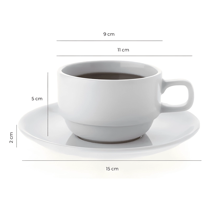 SET DE 12 TAZA TE 200 CC + PLATILLO APILABLE TOWER PORCELANA - 4