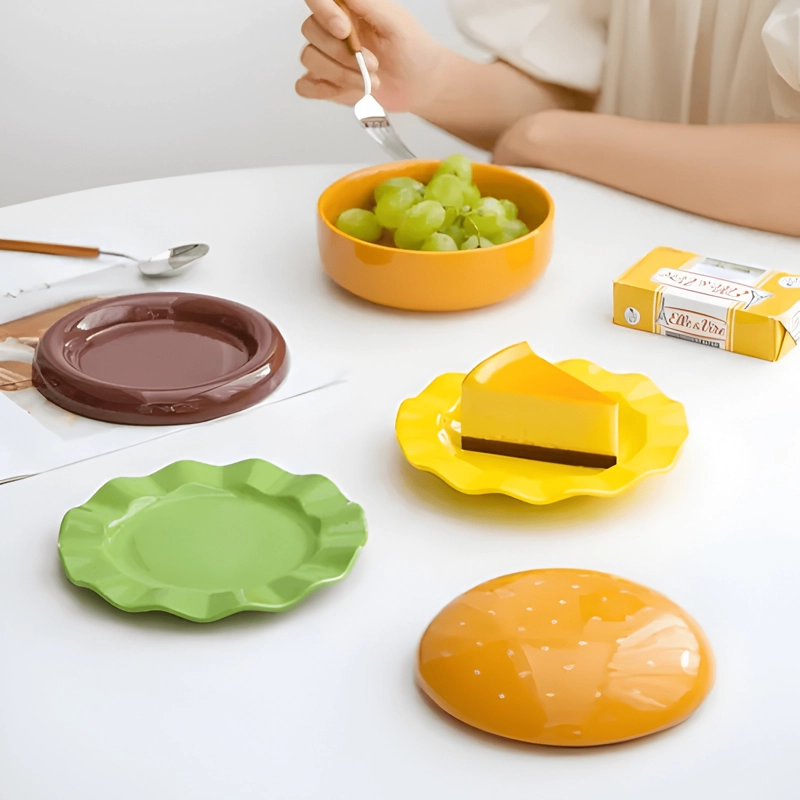 JUEGO DE VAJILLA CERAMICA 5 PIEZAS CON TAPA Y DISEÑO HAMB... - 3