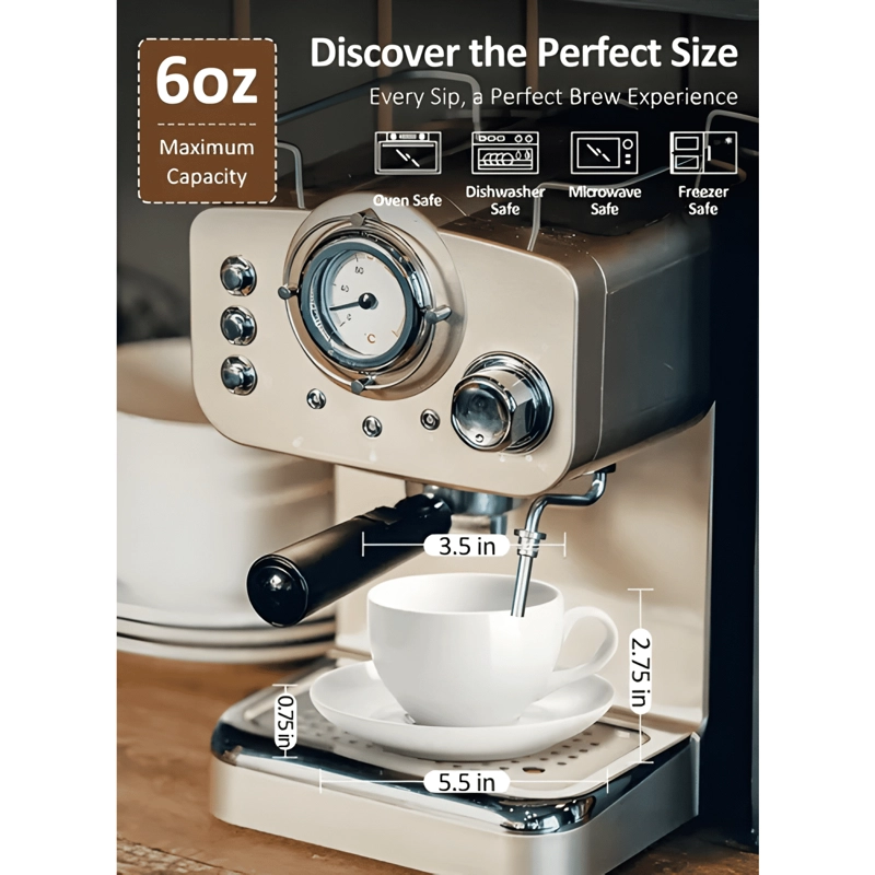 JUEGO DE 6 TAZAS DE PORCELANA CON PLATO 180 ML PARA... CAFE - 1