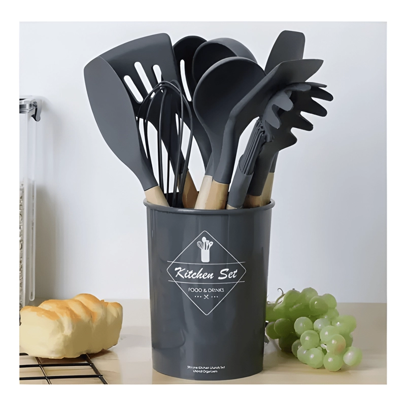 JUEGO UTENSILIOS DE COCINA SILICONA ANTIADHERENTES 12 PCS - 1