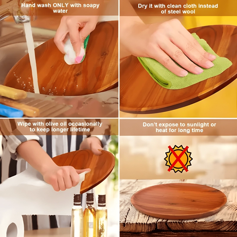 JUEGO DE VAJILLA AIDEA DE MADERA, 12 PIEZAS PARA ALMUERZO - 3