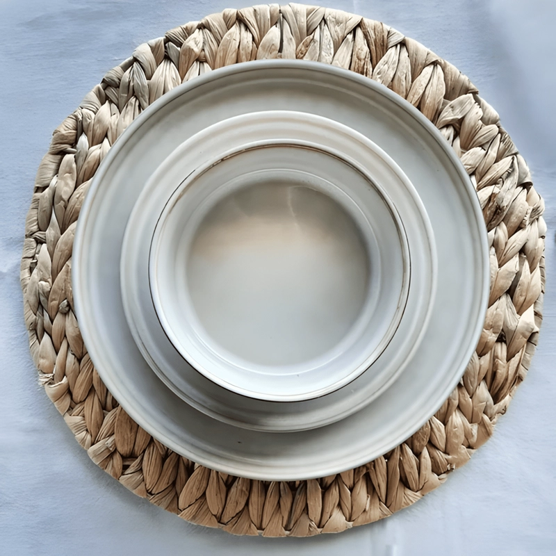SET VAJILLA 18 PIEZAS CERAMICA LINEA RUSTICA BEIGE - 1