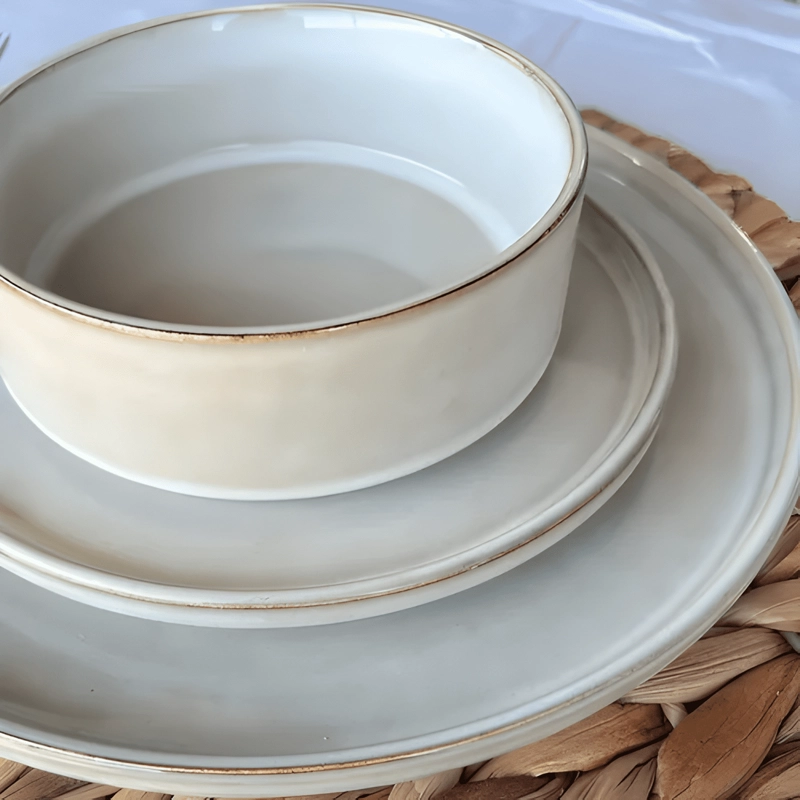 SET VAJILLA 18 PIEZAS CERAMICA LINEA RUSTICA BEIGE - 3