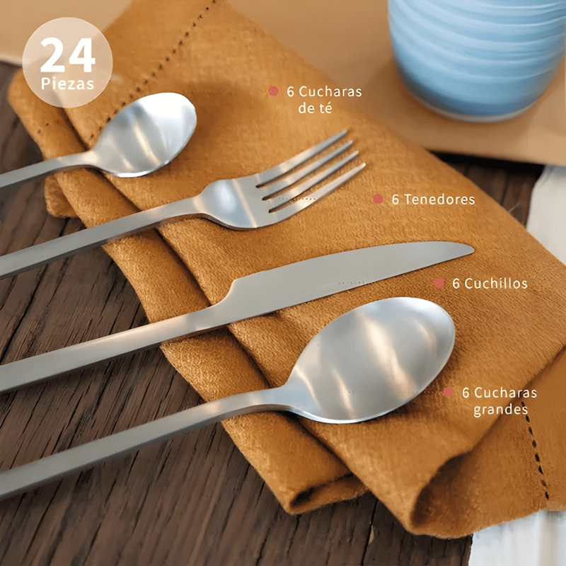 JUEGO DE LOZA 24PCS AMALFI + CUCHILLERIA 24PCS CERDEÑA - 3