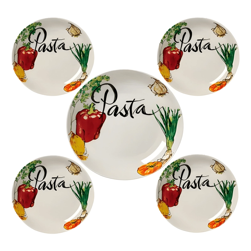 JUEGO DE 5 PIEZAS DE PORCELANA PARA PASTA CON DISEÑO VEGE... - 1