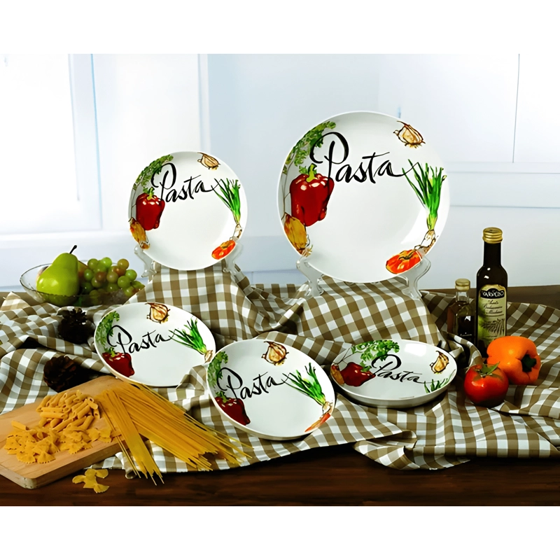 JUEGO DE 5 PIEZAS DE PORCELANA PARA PASTA CON DISEÑO VEGE... - 3