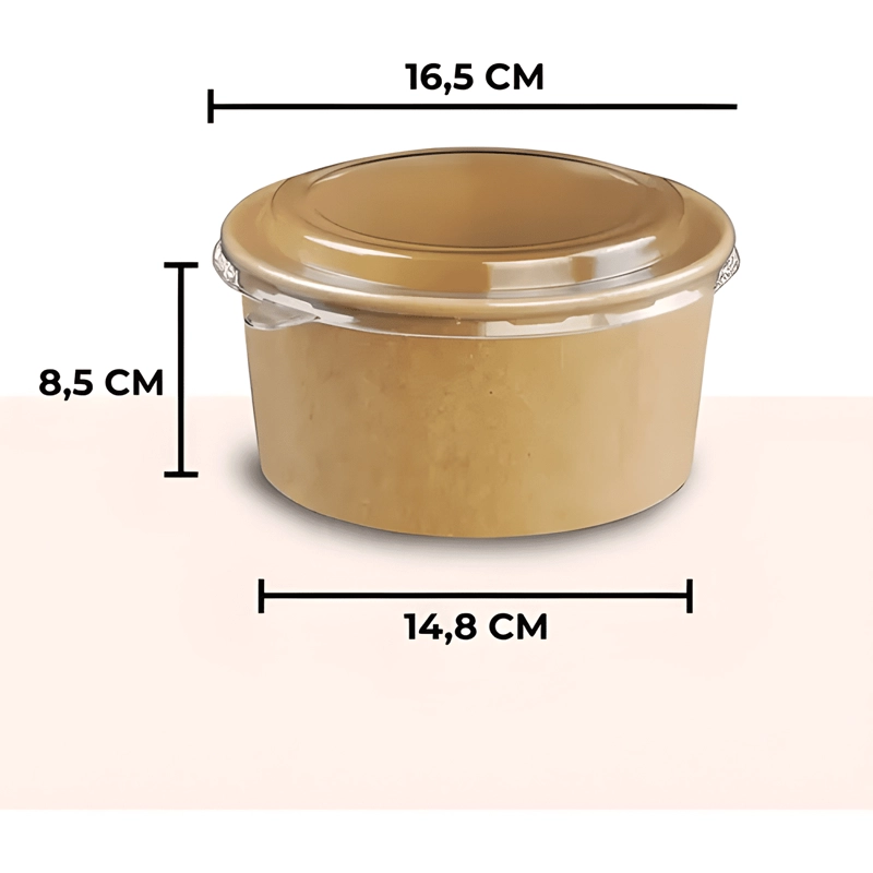 30 BOWL ENVASE RECIPIENTE KRAFT ENVASE TAPA PET 1300ML - 1
