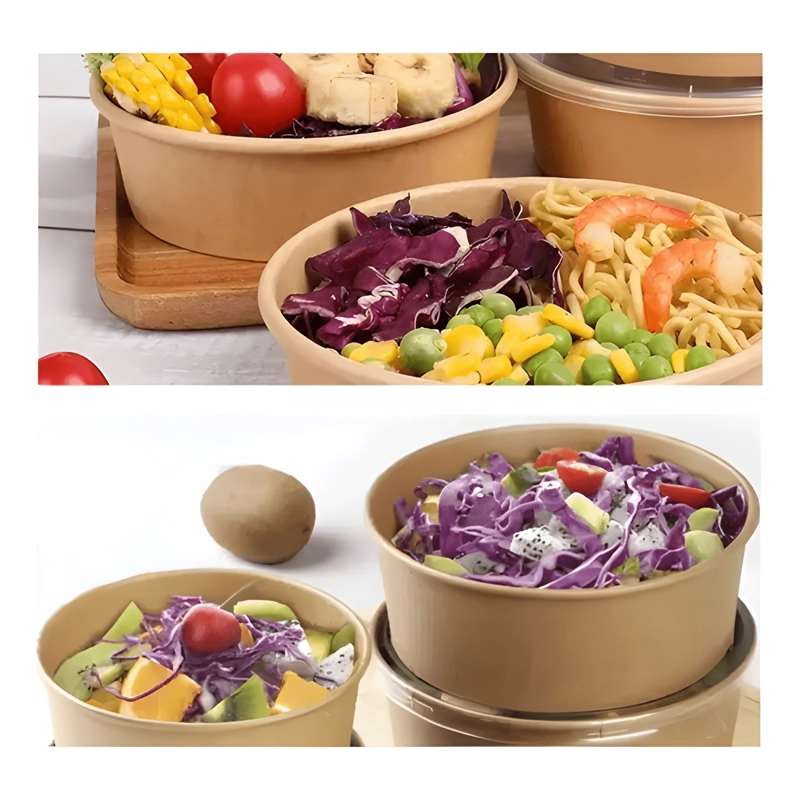 30 BOWL ENVASE RECIPIENTE KRAFT ENVASE TAPA PET 1300ML - 2