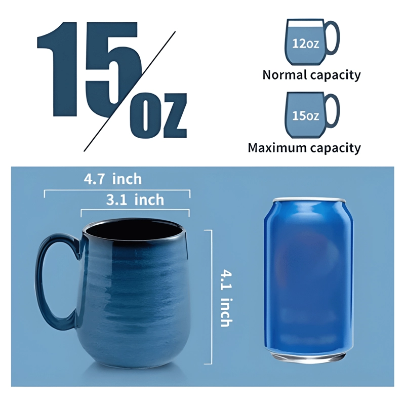 SET 4 TAZAS PORCELANA 450 ML CON ASA PARA Y TE  HASEN... CAFE - 3
