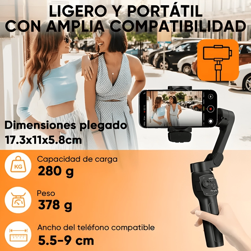 3-AXIS GIMBAL STABILISER FOR SMARTPHONE WITH RGB MAGNETIC #3 - 1