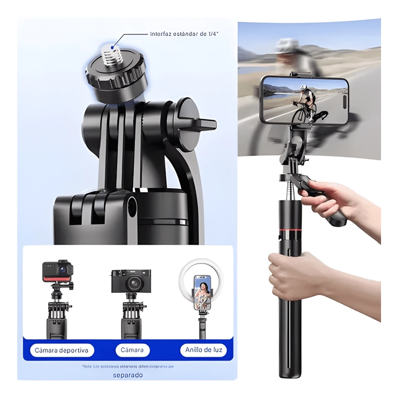 TRIPODE 2 EN 1 PALO SELFIE SUPER LARGO 170CM ROTACION 360° - 2