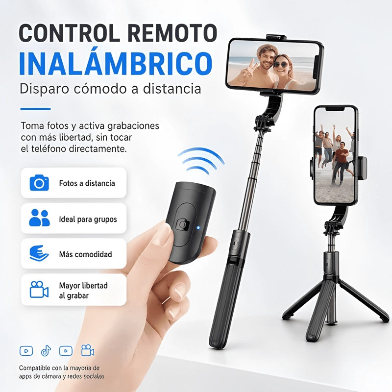 ESTABILIZADOR CELULAR GIMBAL L08 SELFIE STICK, TRIPODE/MANDO - 3