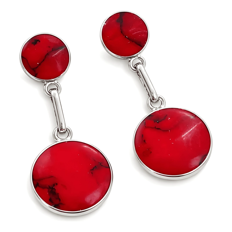 AROS GRANATE CIRCULAR PLATA 950 COLGANTES REGALO MUJER - 1