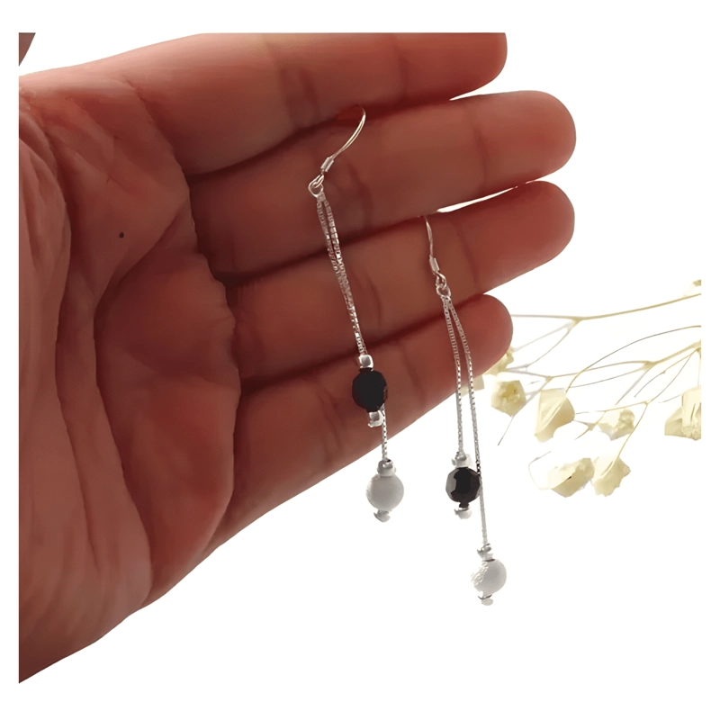 AROS DE PLATA ESTEFANIA SWAROVSKI BLACK - 1